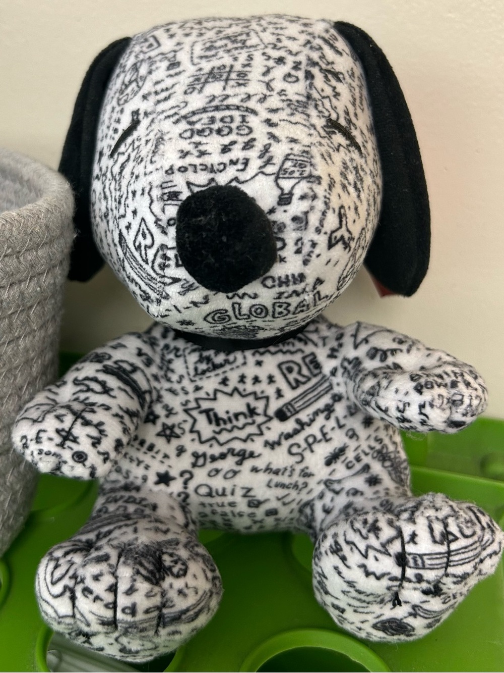 Peanuts Black and White Doodle Snoopy Plush